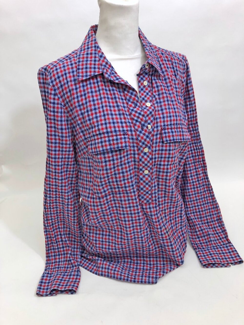 Gap Fitted Boyfriend Shirt Women's Medium Long Sleeve Button Cuff Plaid